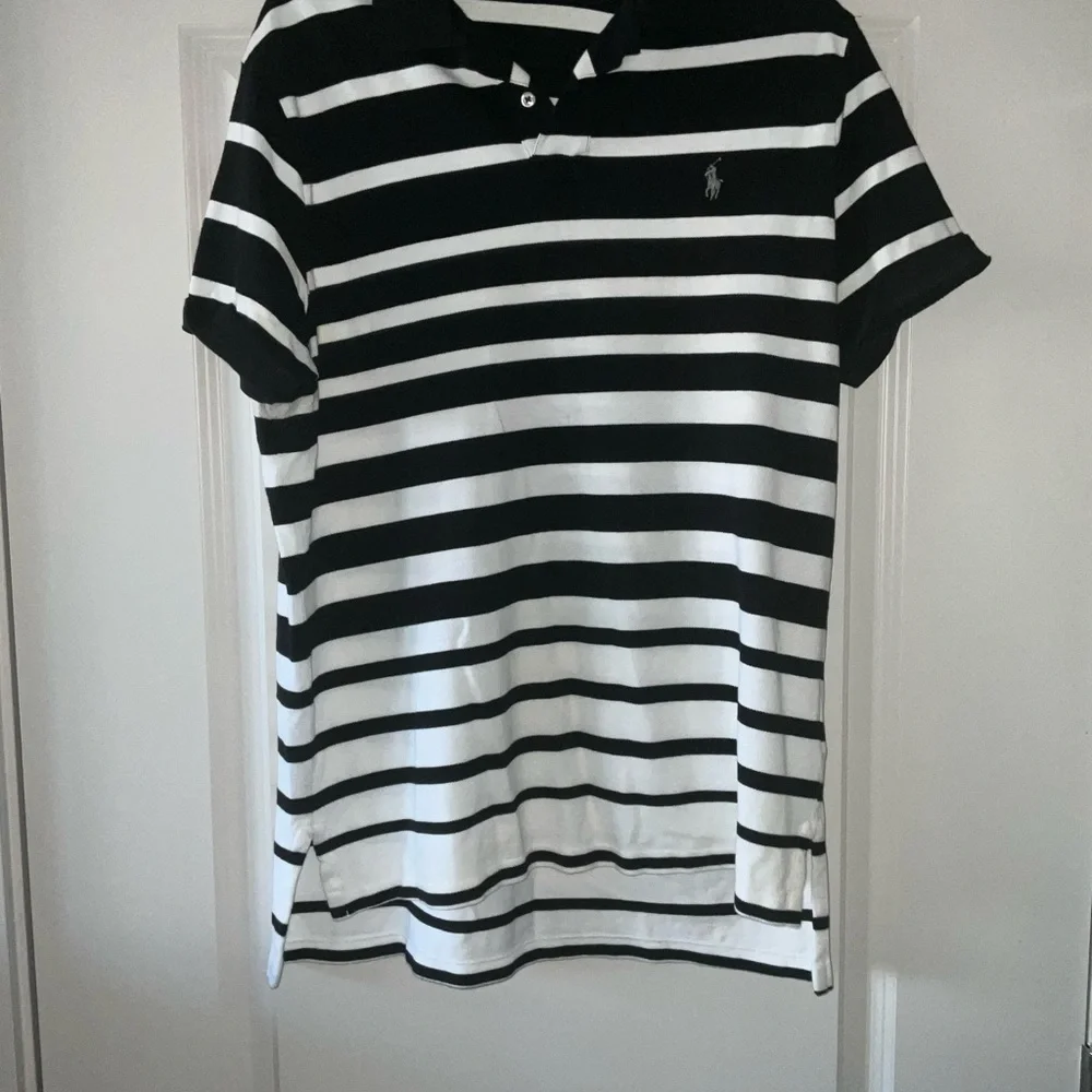Ralph Lauren Black and White Striped Polo Shirt
